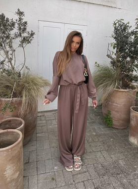 FLOW Set: Sweatshirt and Wide-Leg Pants in Fango