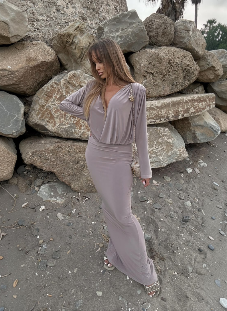 Komplet bluzka spódnica TOKIO mocca