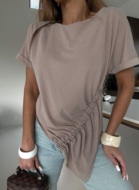Beige VALETTA blouse with eye-catching ruffles