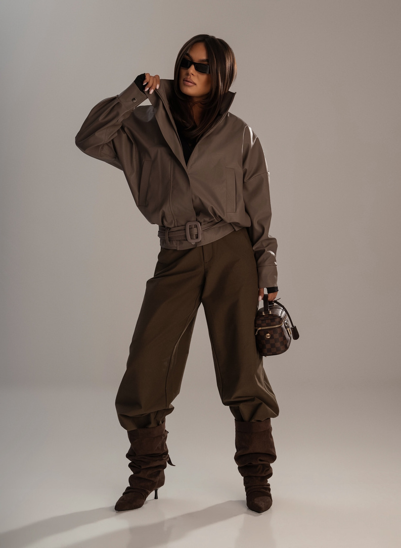 STAMBUŁ Women's Mocha Faux Leather Jacket