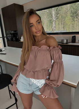 MARBELA Off-the-Shoulder Blouse in Caramel