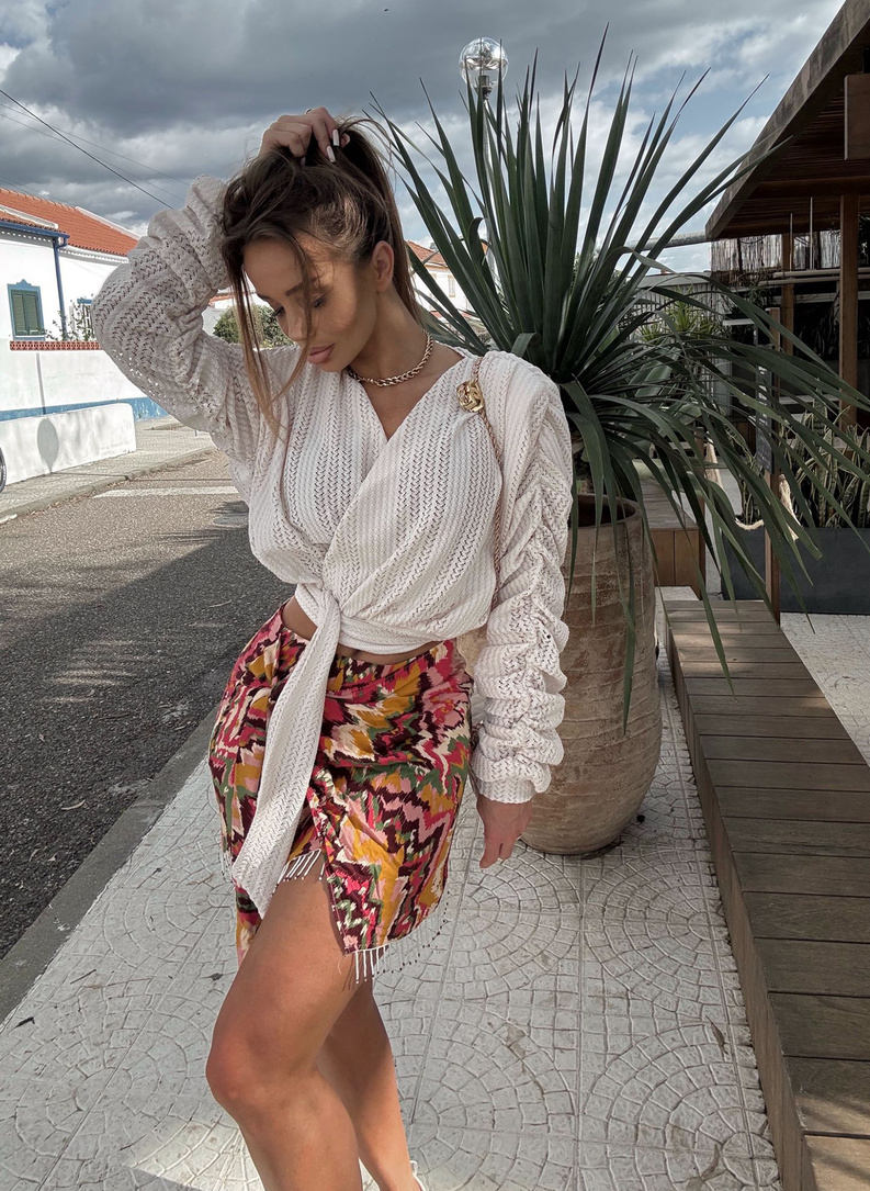 AWEIRO Openwork Beige Blouse