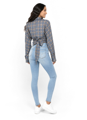 KAYA Checkered Tie-Front Shirt