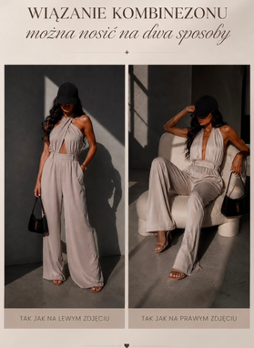 CAMILLA Beige Women's Tie-Front Jumpsuit