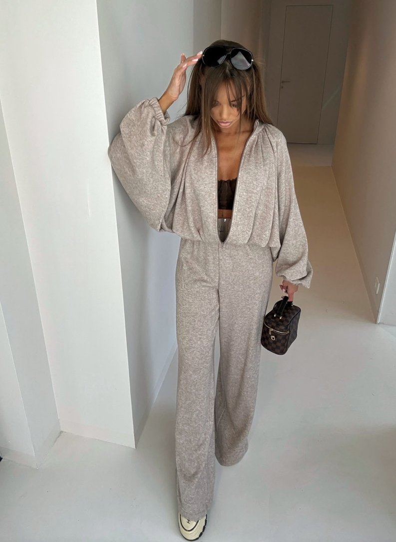 POOL COZY sweatshirt and trousers set mocha