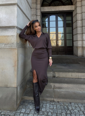 MIA long polo dress brown