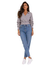 KAYA Pink Checkered Tie-Front Shirt