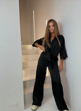 ŁUCJA Set Shirt and Wide-Leg Trousers Black
