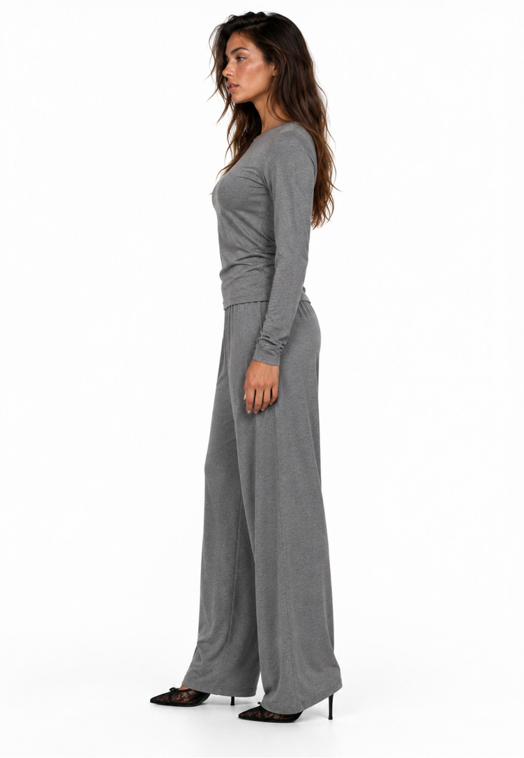 BARI LONG women's set, gray melange