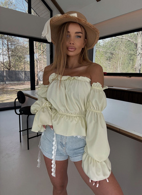 MARBELA Yellow Off-the-Shoulder Blouse