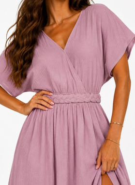 Powder-colored women's muslin dress