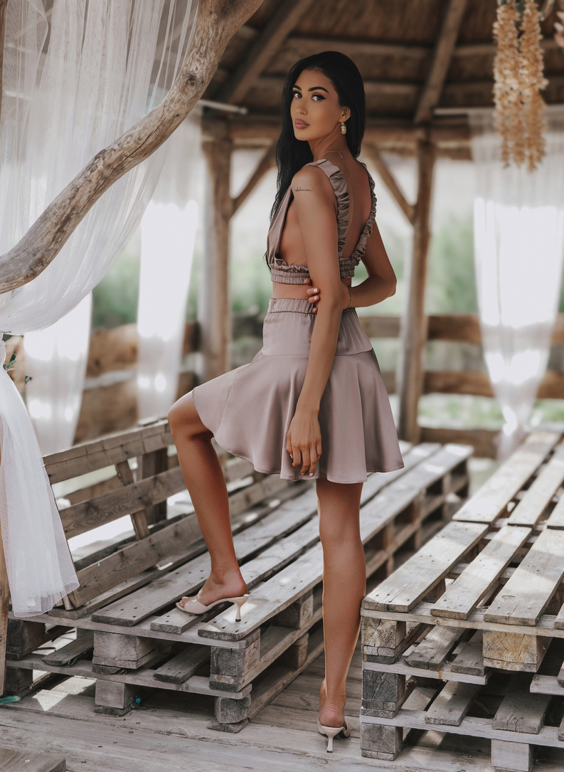 BLANKA Mocca Blouse and Skirt Set