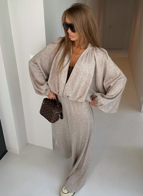 POOL COZY sweatshirt and trousers set mocha