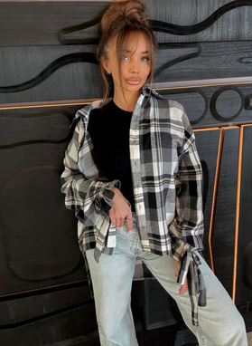 Large check shirt with tie sleeves LUNA