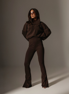 Nadia Wide-Leg Leggings in Chocolate Brown