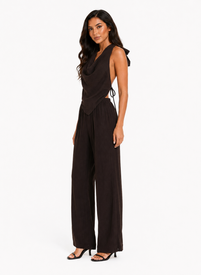 PARIS Linen Top and Pants Set, Brown