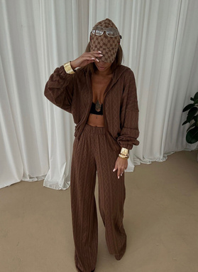 Brown women's set with a braided pattern