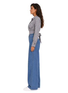 KAYA Tied-Front Shirt in Salmon Check