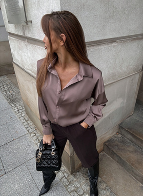 AMELIA mocha shirt-style bodysuit