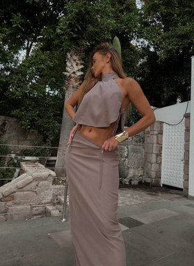 Bankok Set: Top and Skirt in Mocha