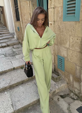 Green two-piece tracksuit set