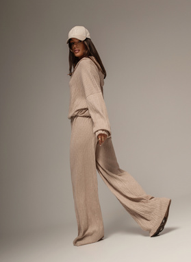 Light beige women's set with a braided weave