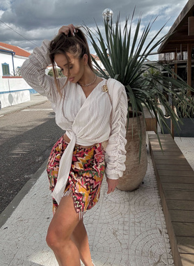 AWEIRO Openwork Beige Blouse