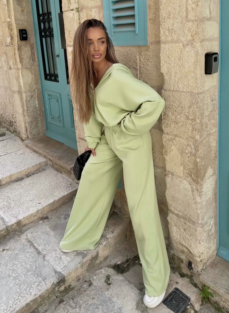 Green two-piece tracksuit set