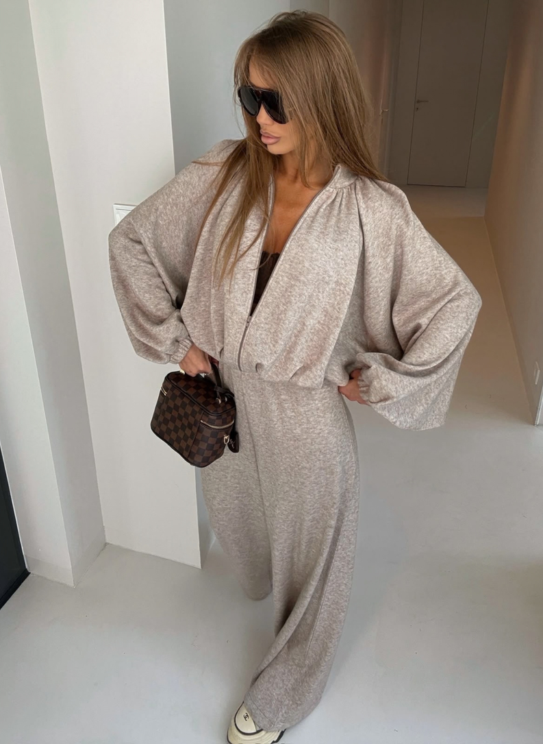 POOL COZY sweatshirt and trousers set mocha