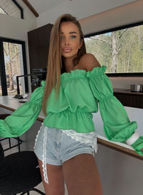MARBELA Green Off-the-Shoulder Blouse