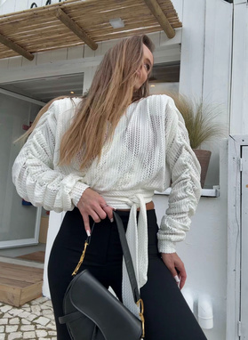 AWEIRO Openwork Blouse in Ecru