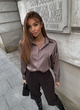 AMELIA mocha shirt-style bodysuit