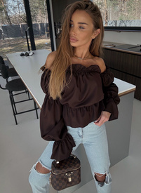 MARBELA Off-the-Shoulder Blouse in Brown