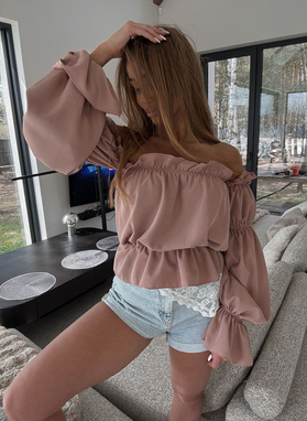 MARBELA Off-the-Shoulder Blouse in Caramel