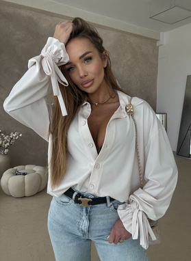 Light beige TROKI shirt with tied sleeves