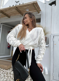 AWEIRO Openwork Blouse in Ecru