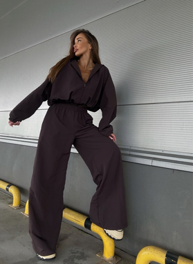 Brown MIJAS set with wide-leg trousers and oversized sweatshirt