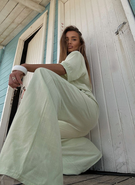 CELEBRYTKA Women's Linen Set, Pistachio