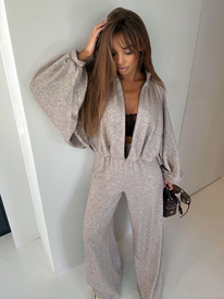 POOL COZY sweatshirt and trousers set mocha