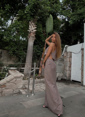 Bankok Set: Top and Skirt in Mocha