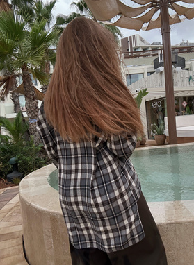 LUNA checked shirt with tie sleeves grey