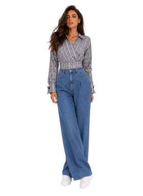 KAYA Tied-Front Shirt in Salmon Check
