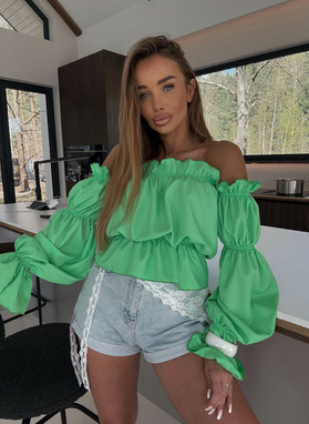 MARBELA Green Off-the-Shoulder Blouse