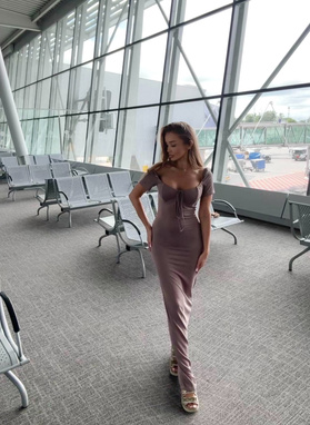 SELENA Long Dress in Mocha