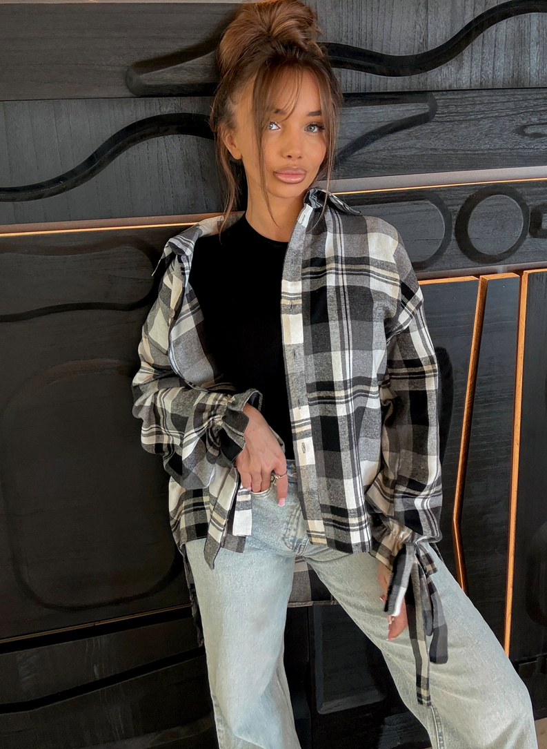 Large check shirt with tie sleeves LUNA