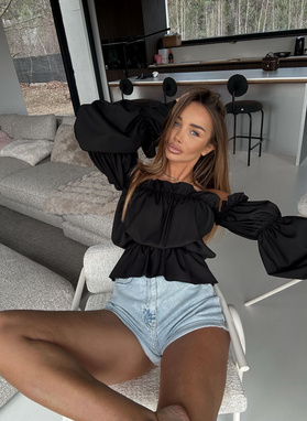 MARBELA Off-the-Shoulder Blouse in Black