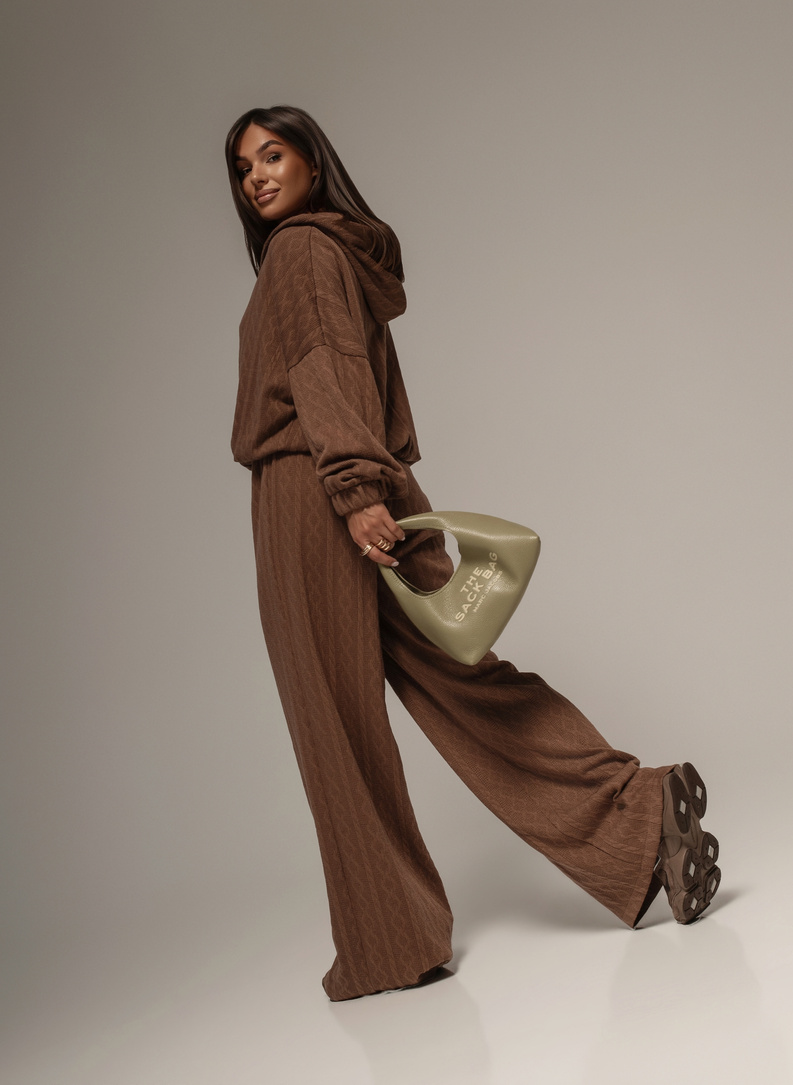 Brown women's set with a braided pattern