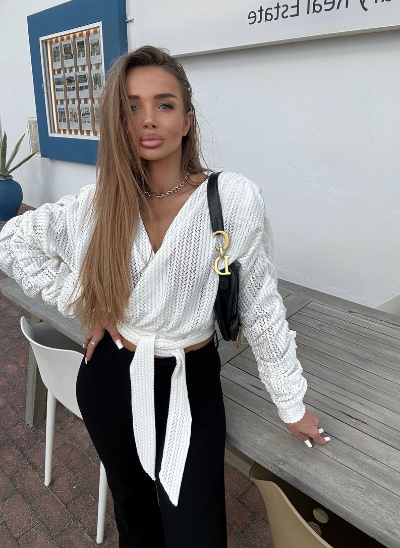 AWEIRO Openwork Blouse in Ecru