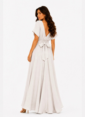 Beige women's muslin dress