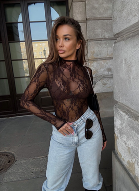 Brown lace bodysuit ELENA